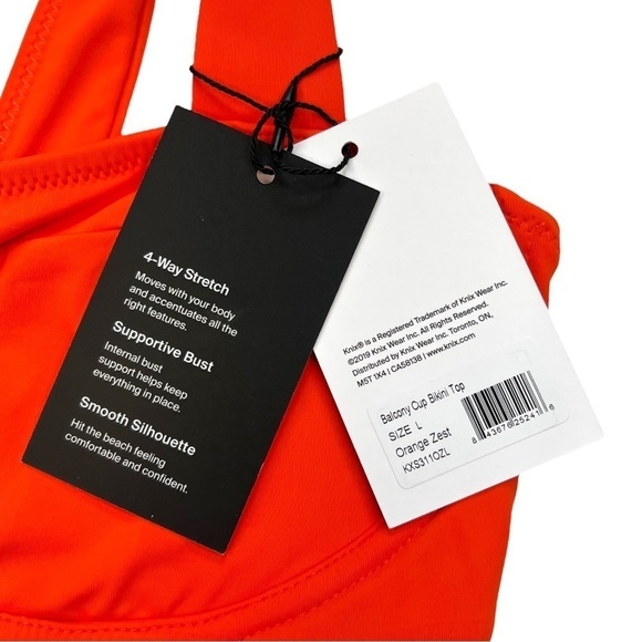 NWT Knix Swim Balcony Cup Bikini Top in Orange Zest Size L - Picture 8 of 11